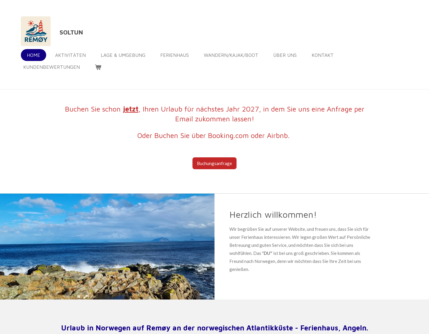 Aktuelle Website-Vorschau von Ferienhaus Vermietung Soltun