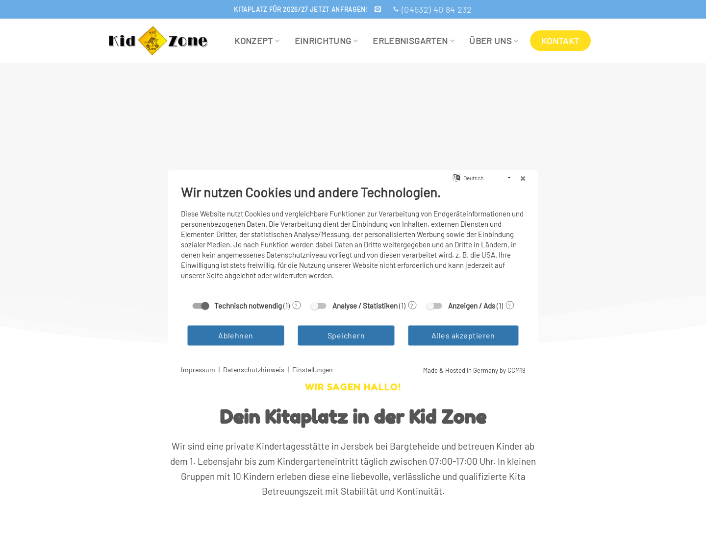 Aktuelle Website-Vorschau von Kid Zone Kinderbetreuung