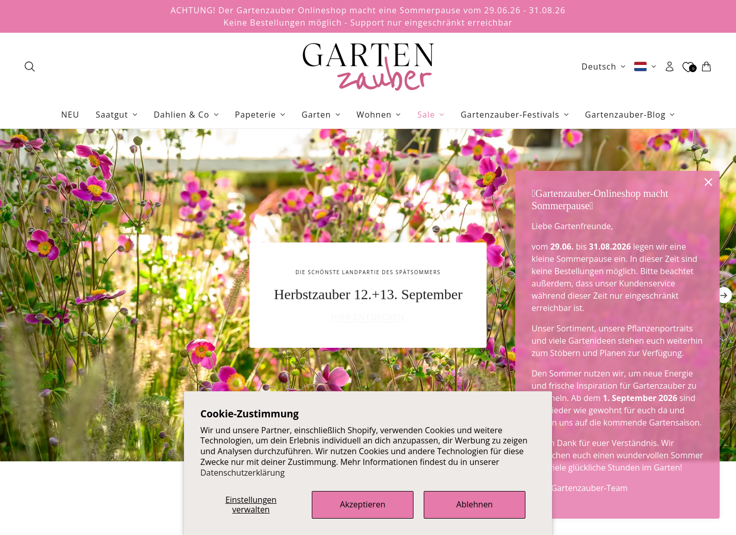 Aktuelle Website-Vorschau von Gartenzauber