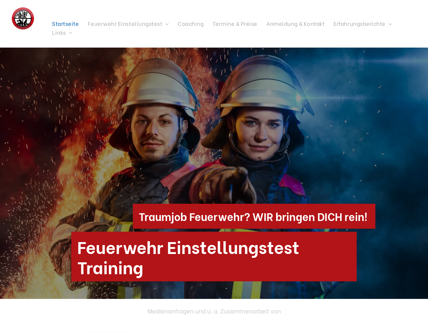 Aktuelle Website-Vorschau von Training für den Feuerwehr Test