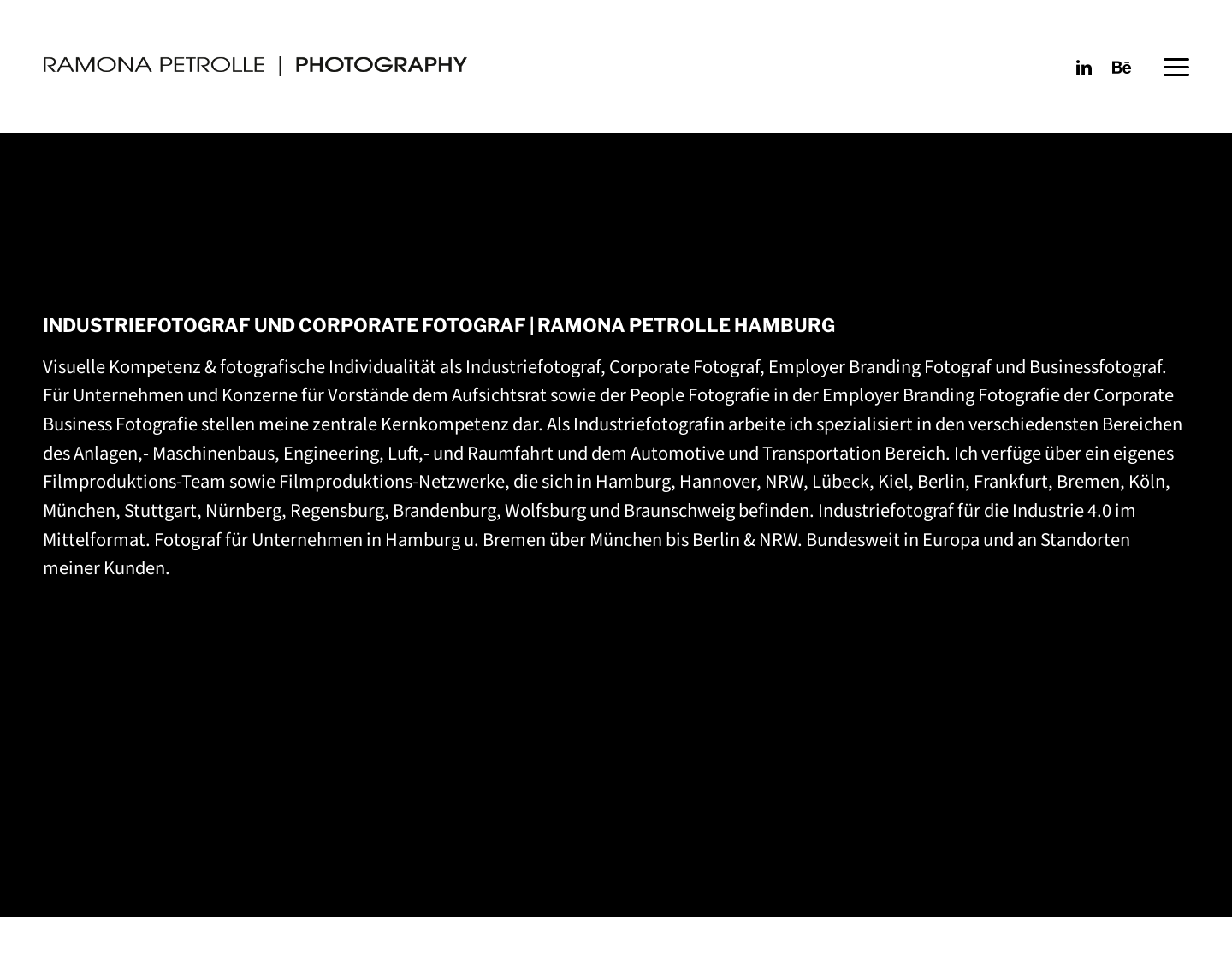 Aktuelle Website-Vorschau von Ramona Petrolle Industriefotografie