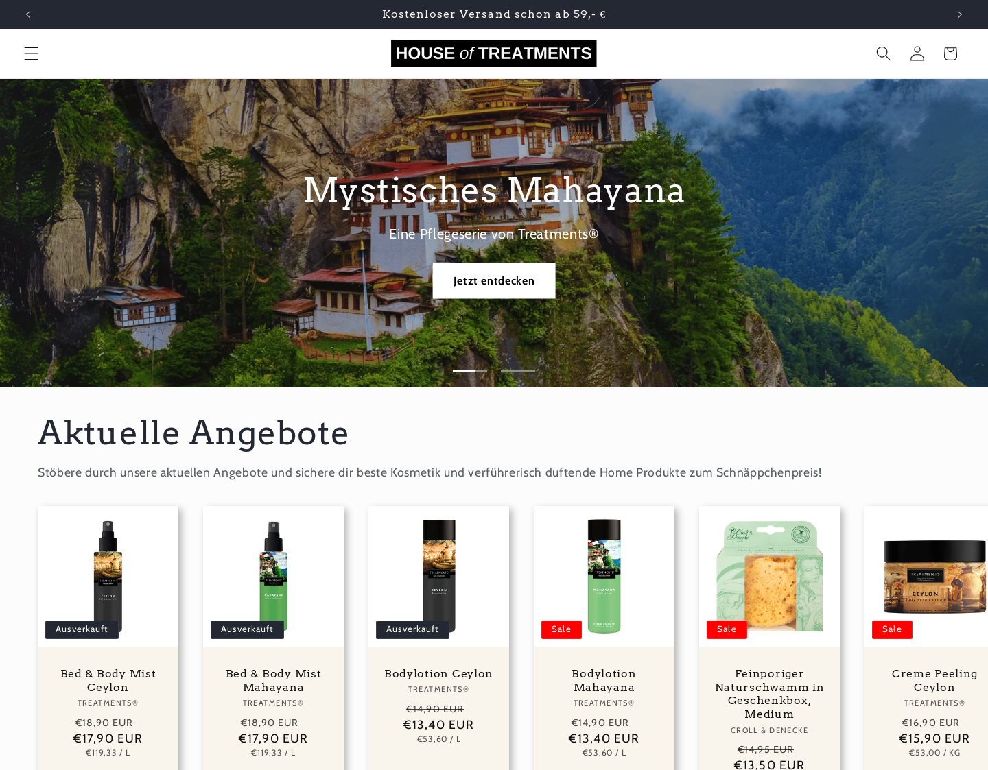 Aktuelle Website-Vorschau von House of Treatments