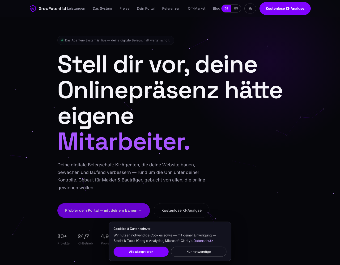 Aktuelle Website-Vorschau von GrowPotential Webdesign