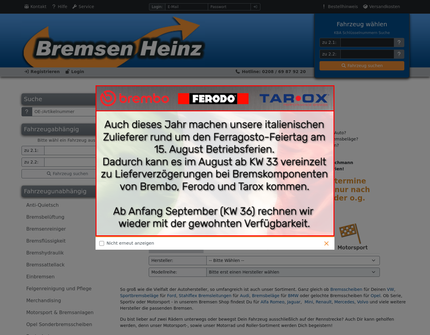 Aktuelle Website-Vorschau von Bremsen Heinz