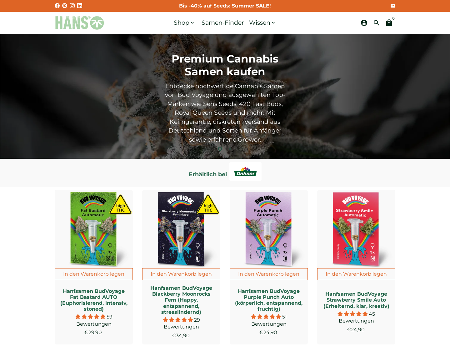 Aktuelle Website-Vorschau von HANS Brainfood