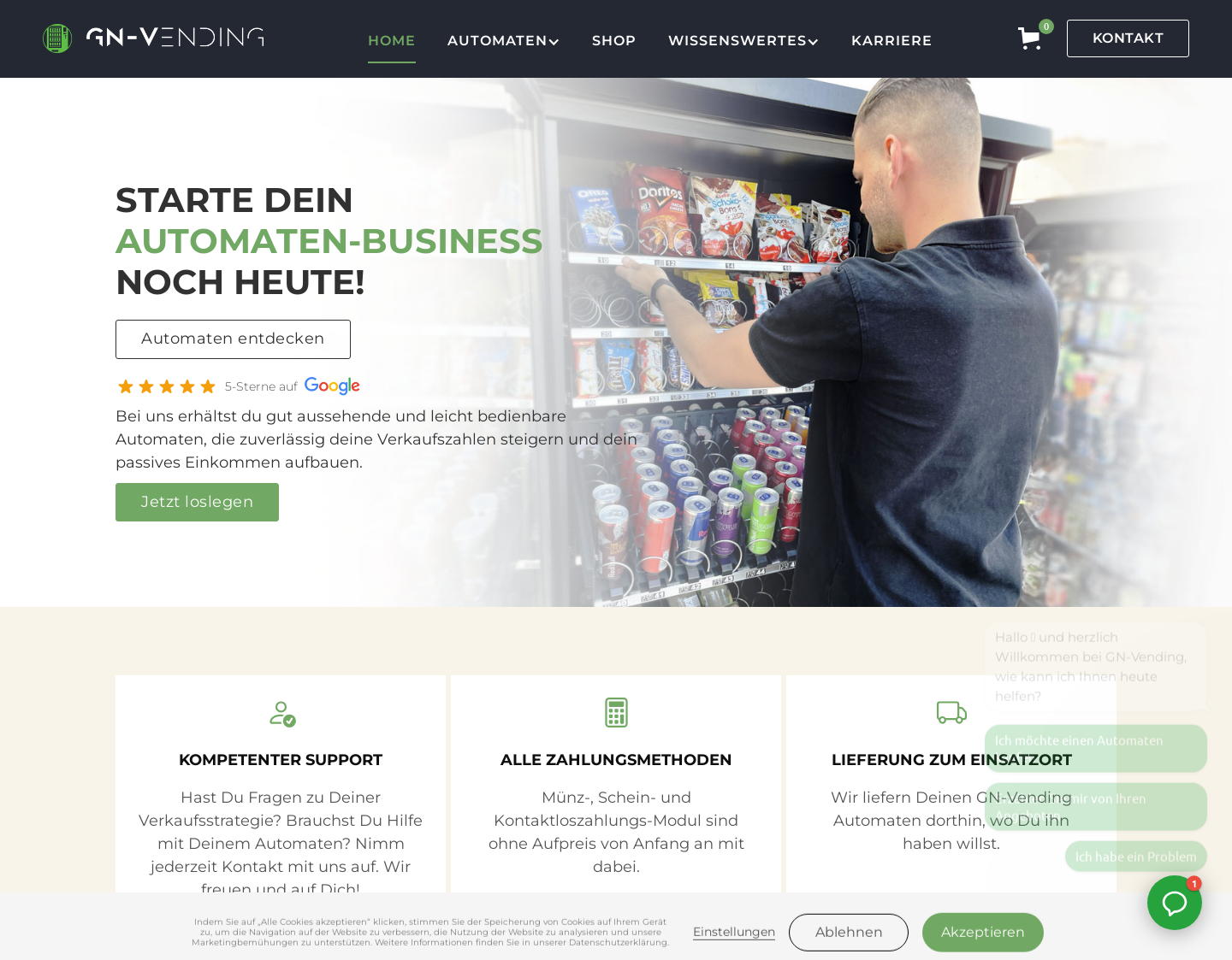 Aktuelle Website-Vorschau von GN-Vending by HCT GmbH