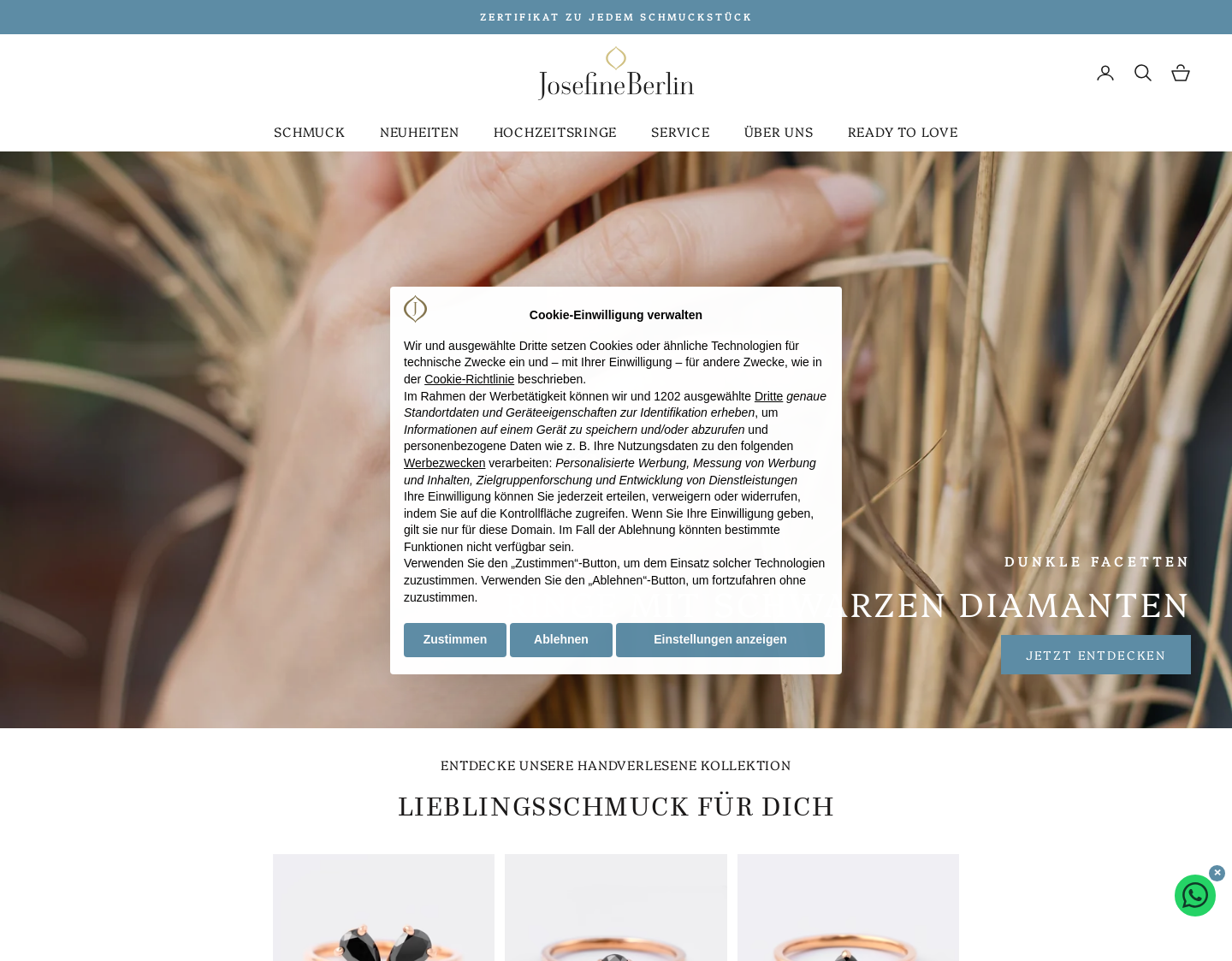 Aktuelle Website-Vorschau von Josefine Schmuck GmbH