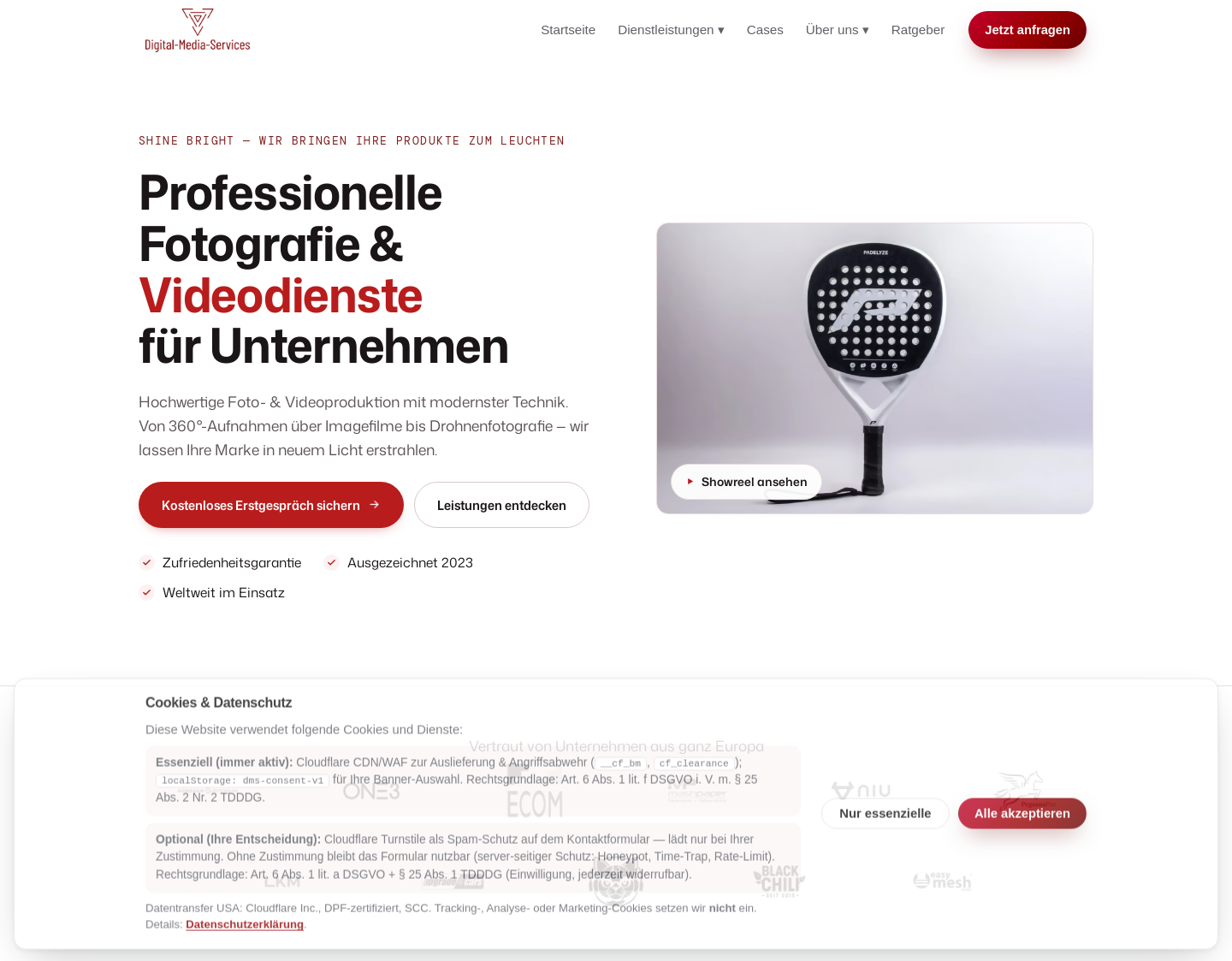 Aktuelle Website-Vorschau von Digital Media Services