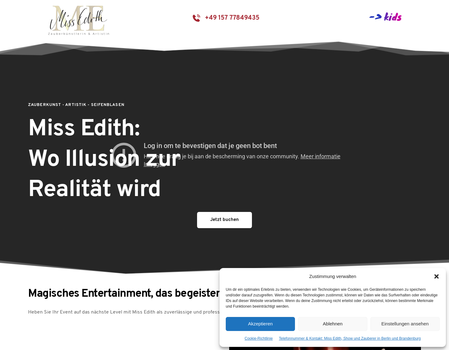 Aktuelle Website-Vorschau von Miss Edith - Magische Seifenblasen &Bubble Show
