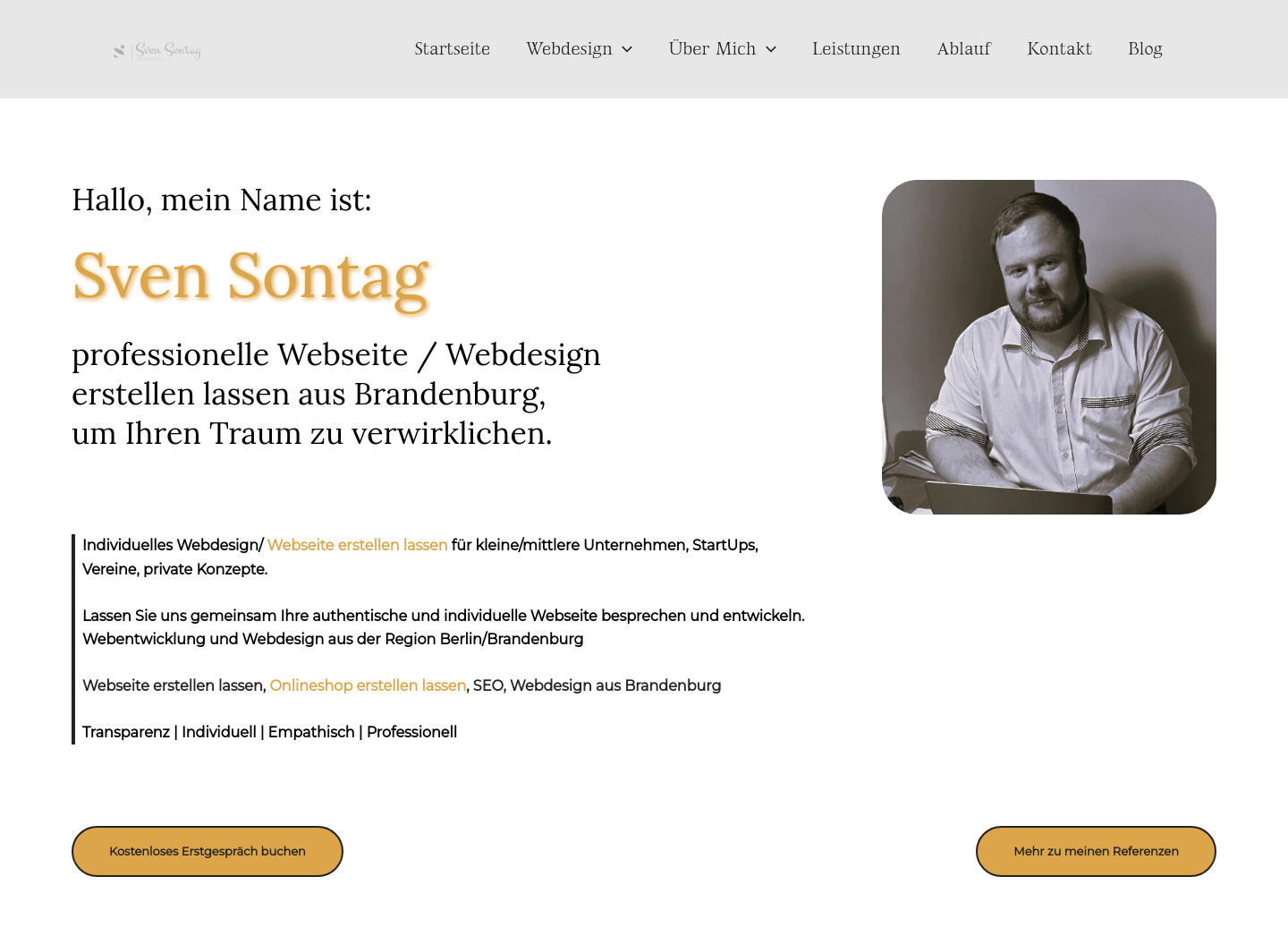 Aktuelle Website-Vorschau von Sven Sontag - Webentwicklung