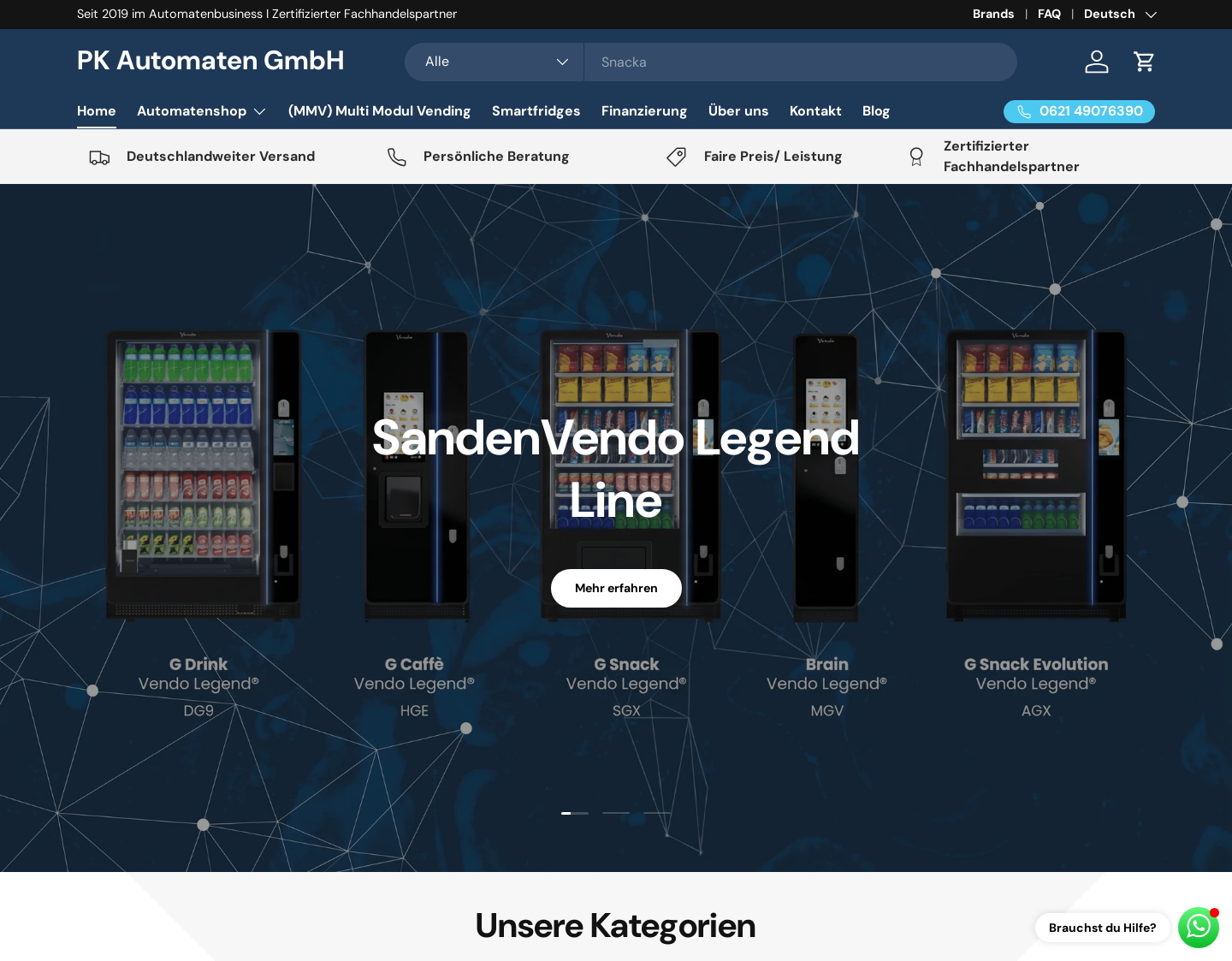 Aktuelle Website-Vorschau von PK Automaten GmbH