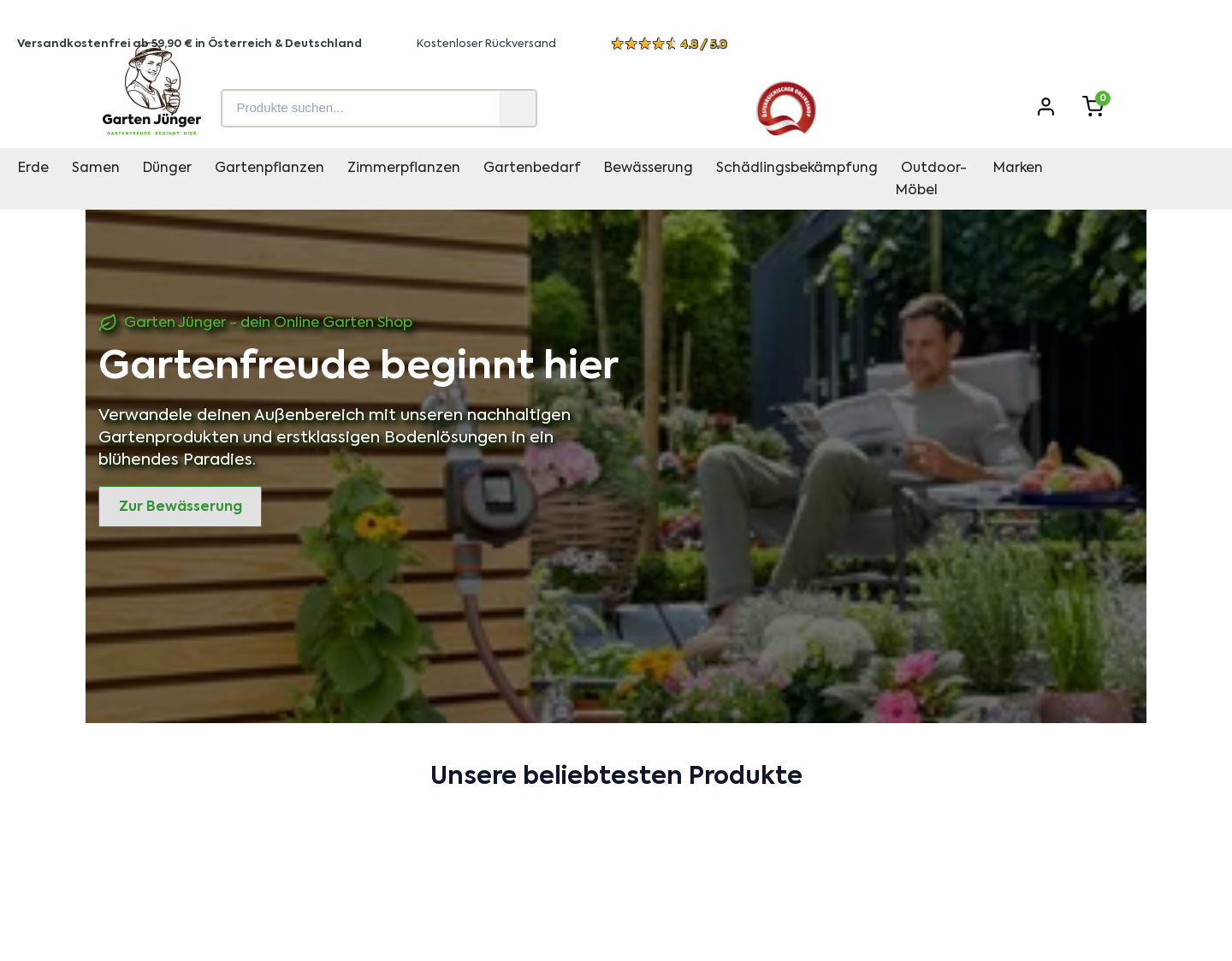 Aktuelle Website-Vorschau von Garden SHop