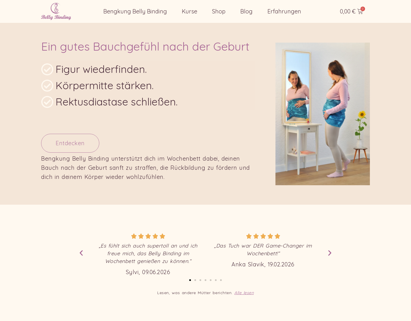 Aktuelle Website-Vorschau von Belly Binding