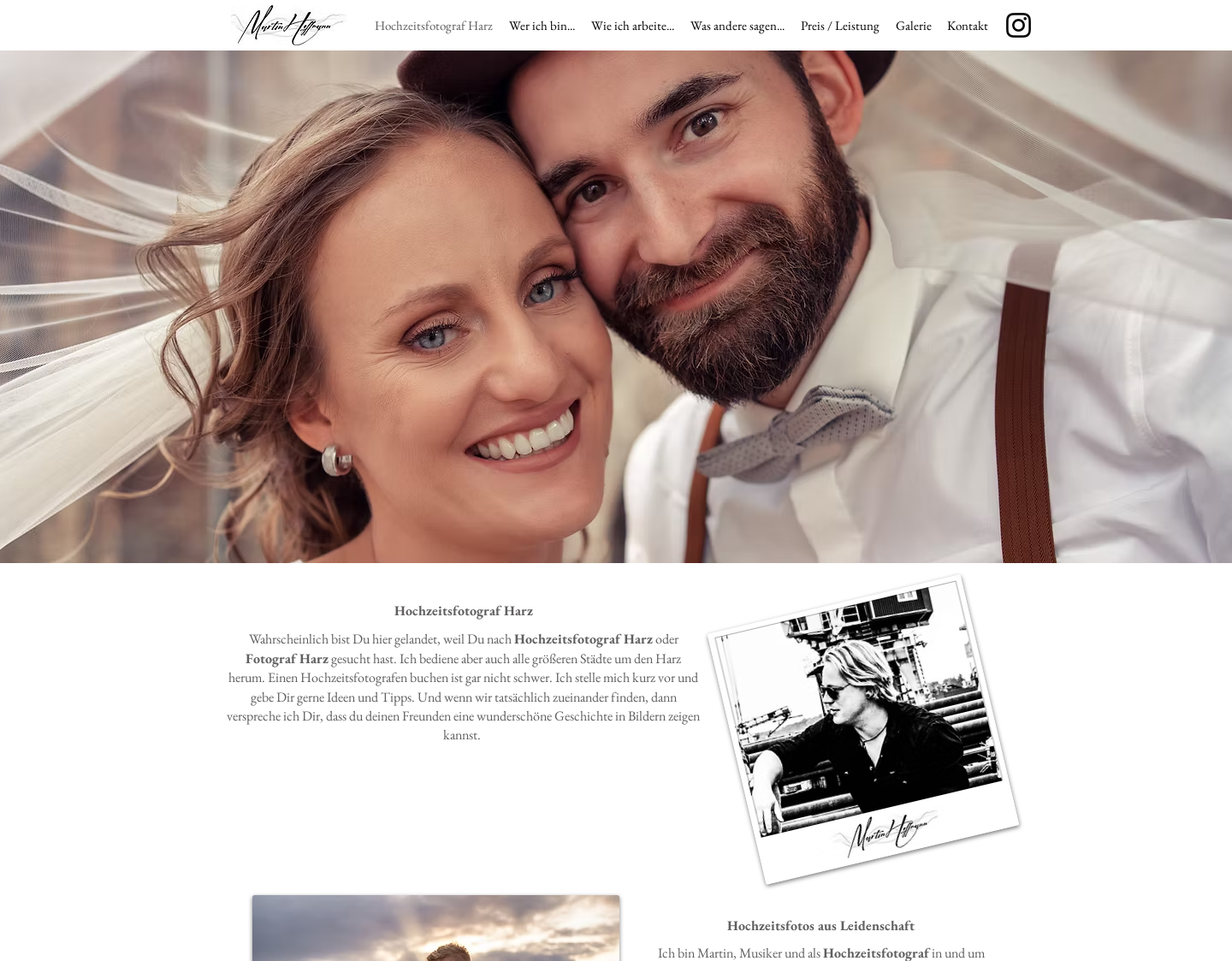 Aktuelle Website-Vorschau von Prime Time Pictures - Hochzeitsfotograf im Harz