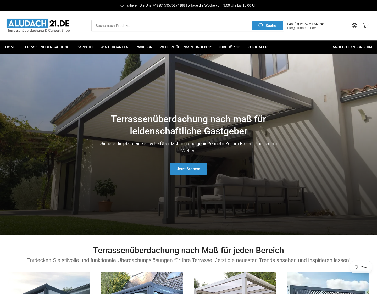 Aktuelle Website-Vorschau von Terrassenüberdachung