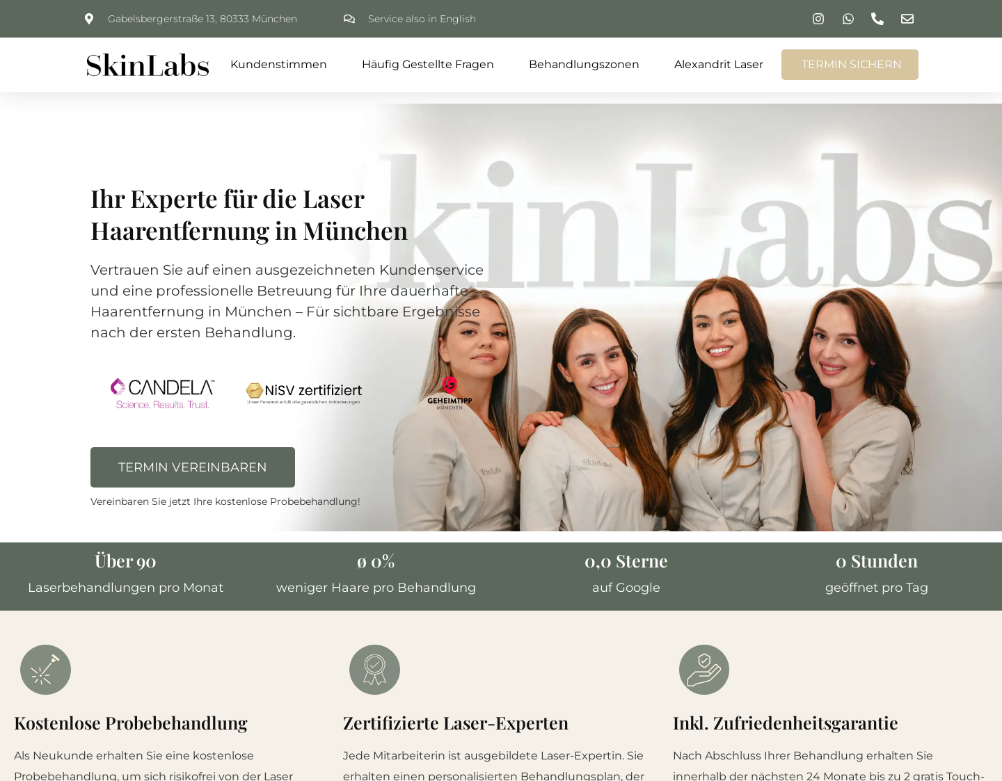 Aktuelle Website-Vorschau von Skinlabs - Laser Haarentfernung München