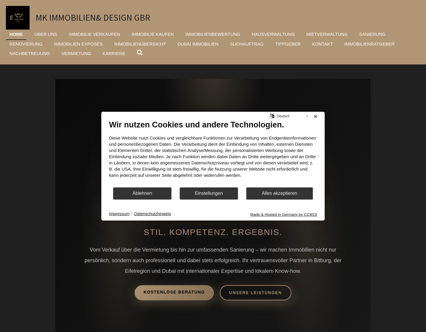 Aktuelle Website-Vorschau von MK Immobilien & Design