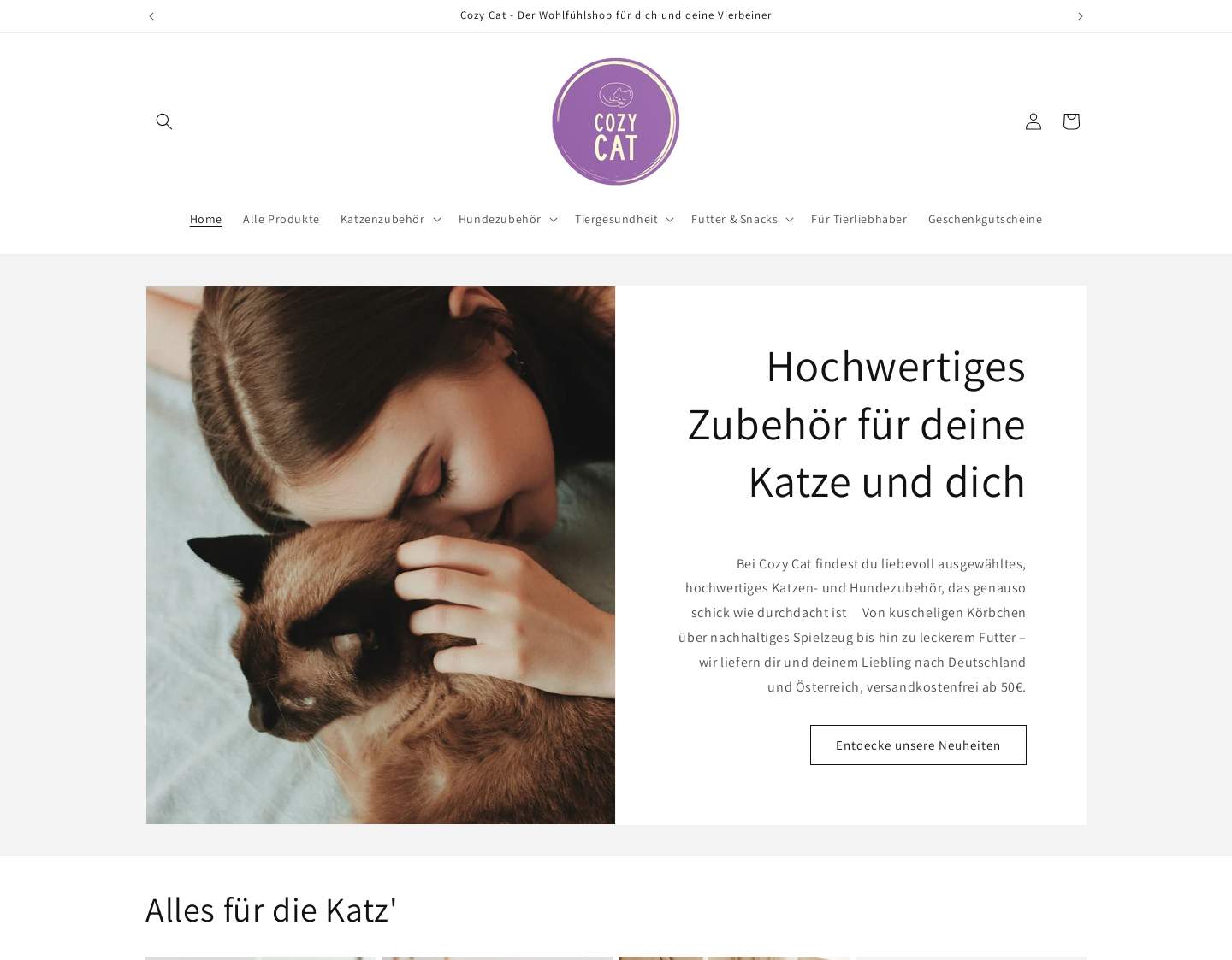 Aktuelle Website-Vorschau von Cozy Cat