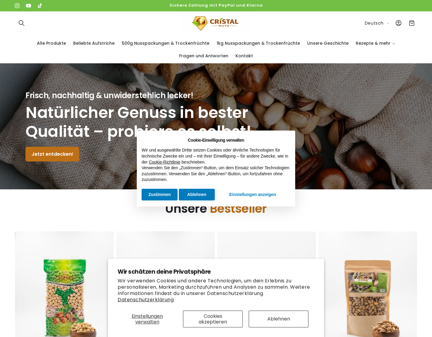 Aktuelle Website-Vorschau von Cristal Organics – Natürliche Qualität aus Giresun