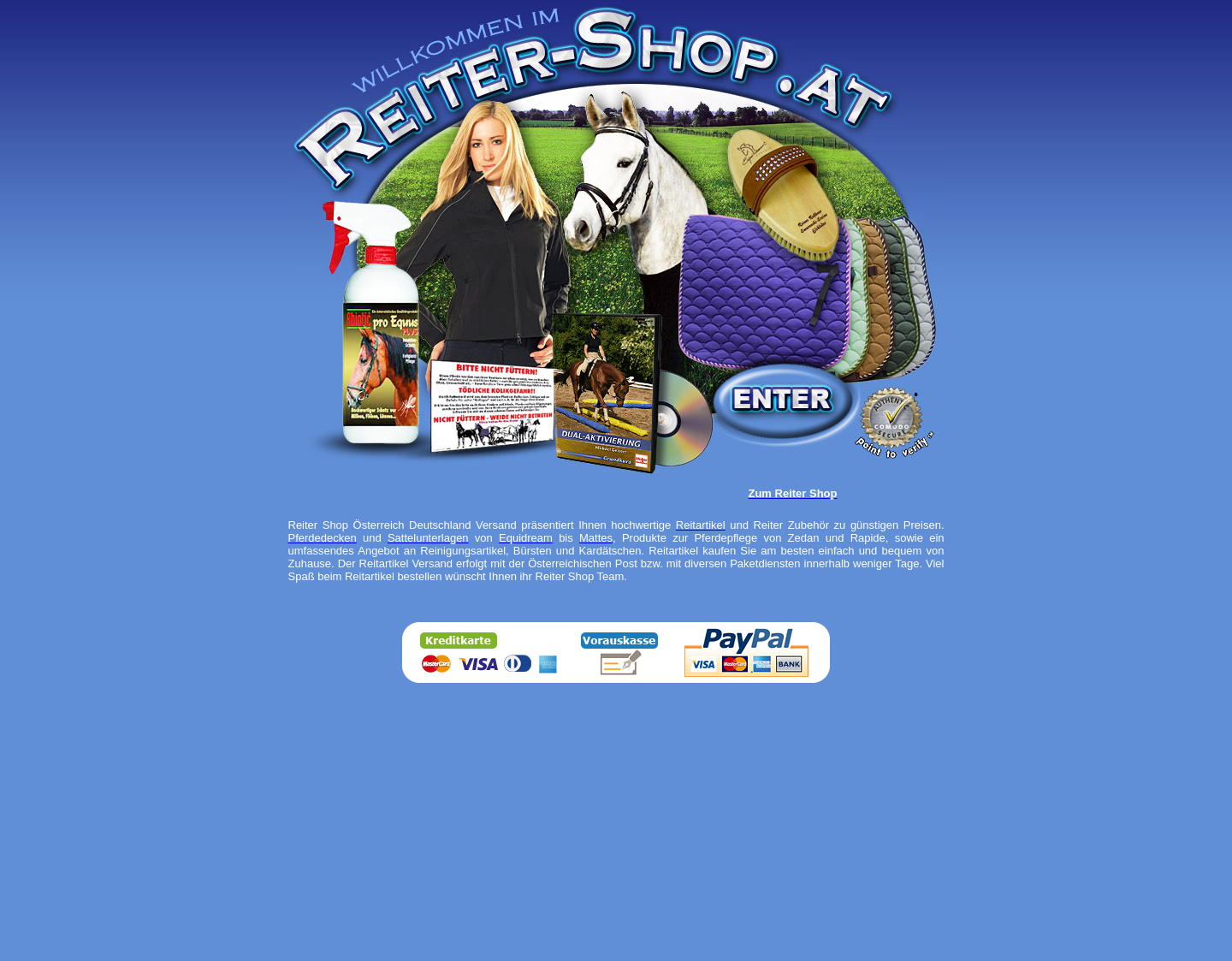 Aktuelle Website-Vorschau von Reiter Shop - Reitartikel kaufen Österre