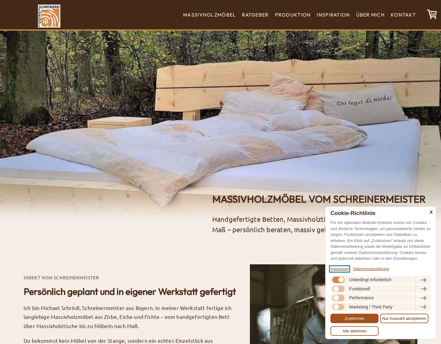 Aktuelle Website-Vorschau von Schreinerei Schrödl