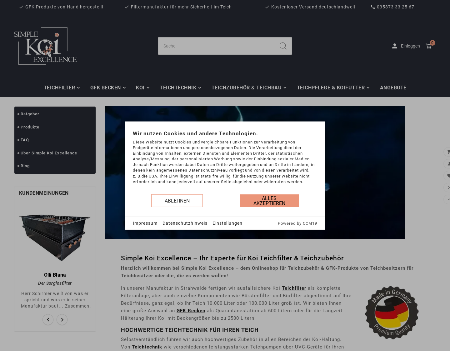 Aktuelle Website-Vorschau von Simple Koi Excellence