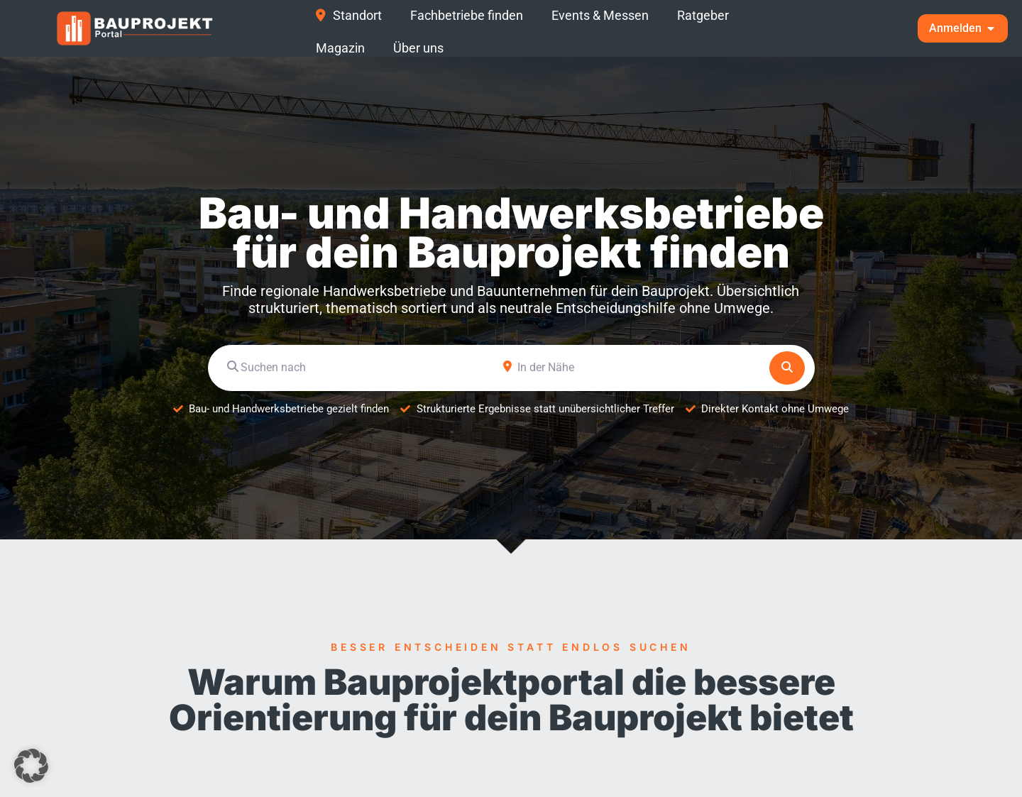 Aktuelle Website-Vorschau von Verzeichnis für Bau, Handwerk, Garten und Technik
