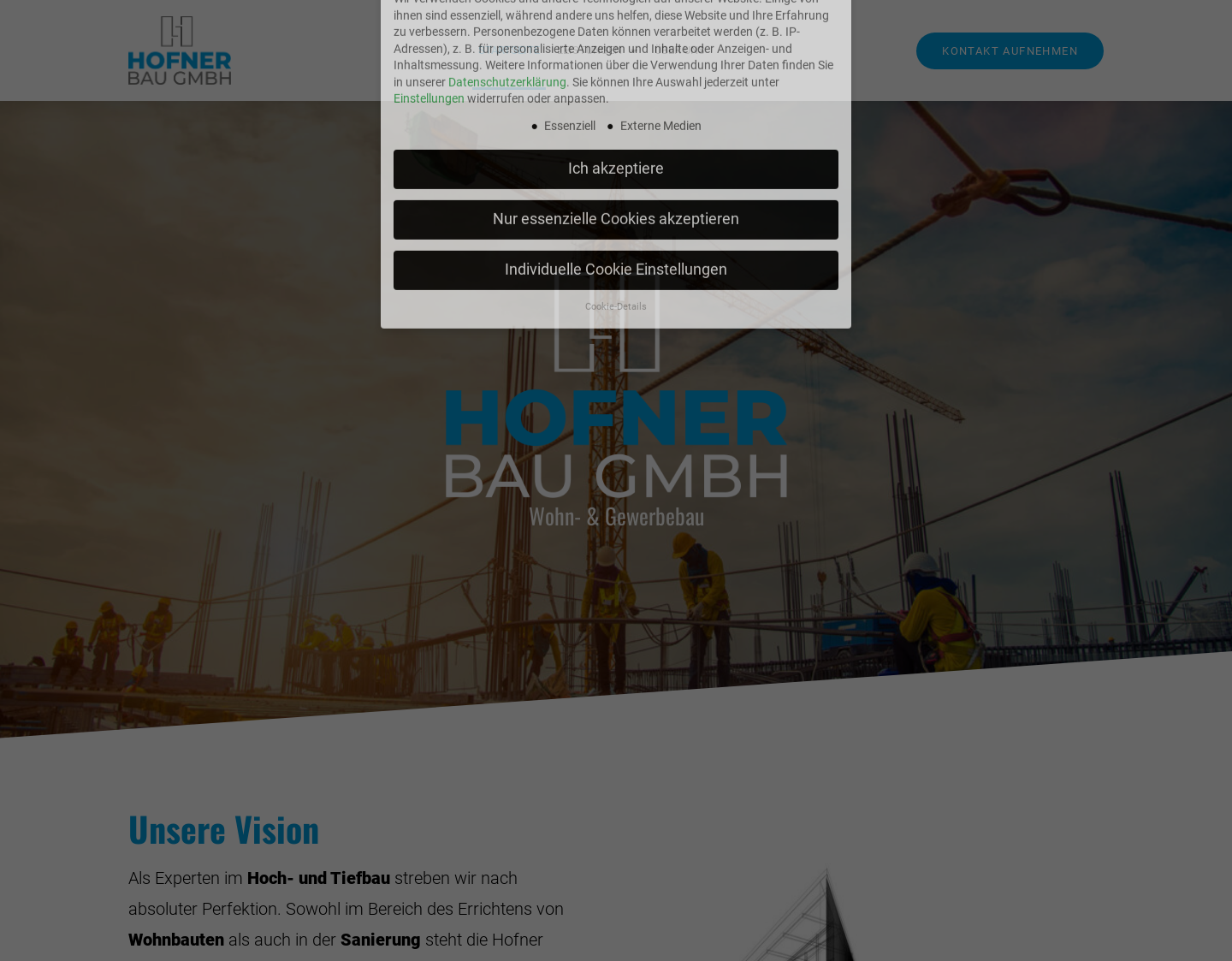 Aktuelle Website-Vorschau von Hofner Bau GmbH