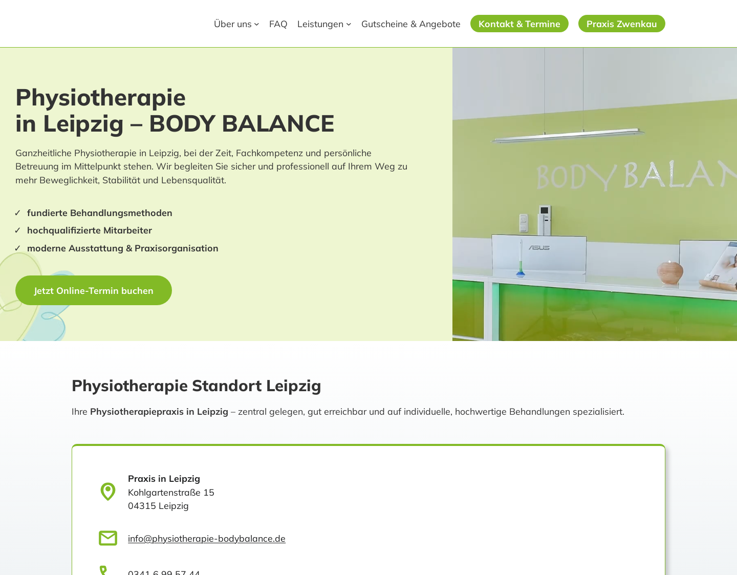 Aktuelle Website-Vorschau von BODY BALANCE Physiotherapie Leipzig