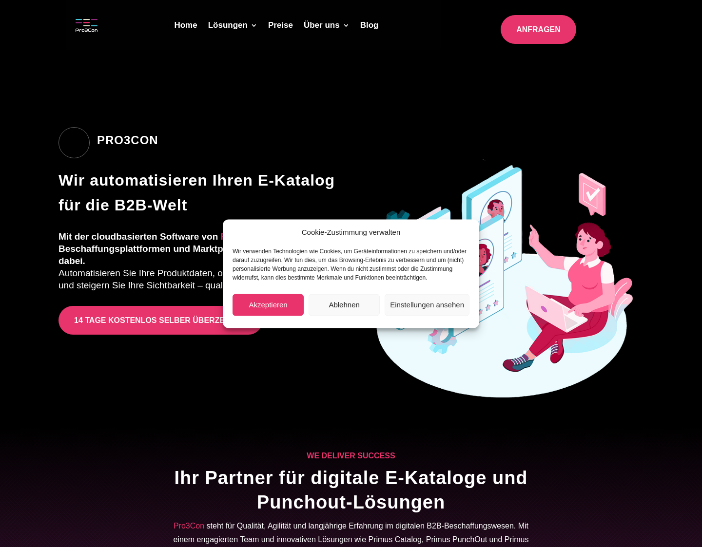 Aktuelle Website-Vorschau von Pro3Con GmbH