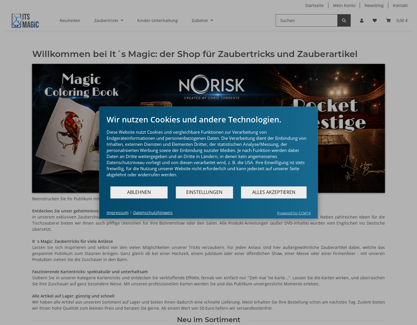 Aktuelle Website-Vorschau von Zaubertricks