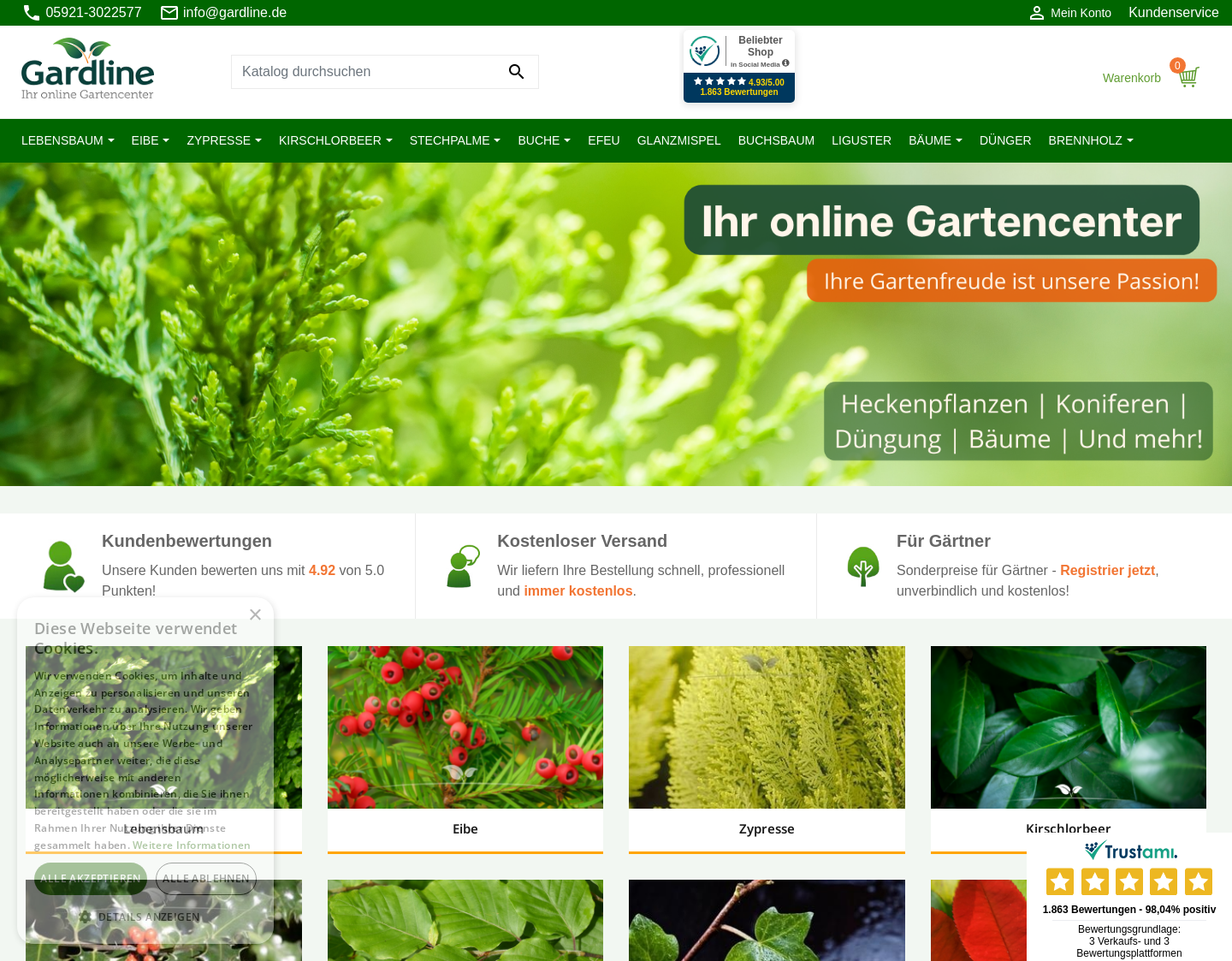 Aktuelle Website-Vorschau von Gardline BV