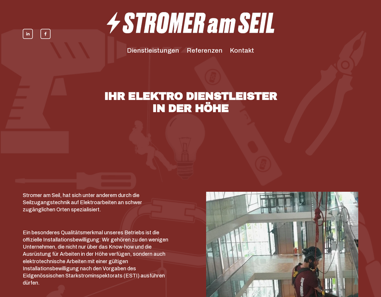 Aktuelle Website-Vorschau von Stromer am Seil