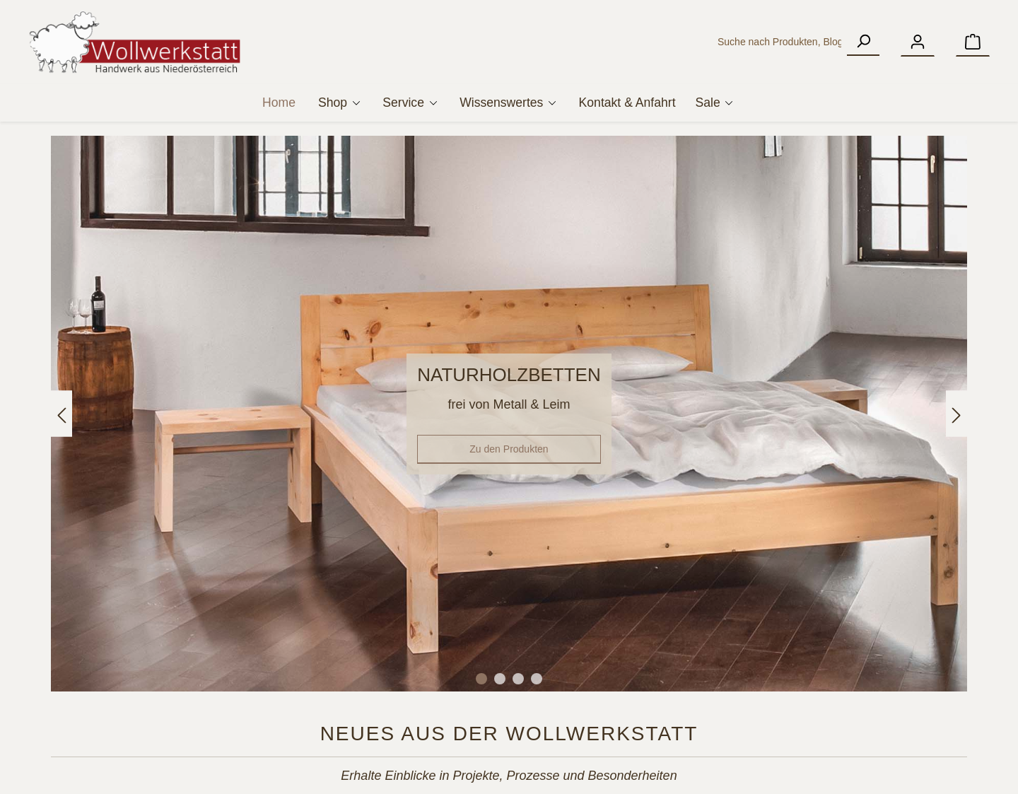 Aktuelle Website-Vorschau von Wollwerkstatt - Das Beste aus Schafwolle