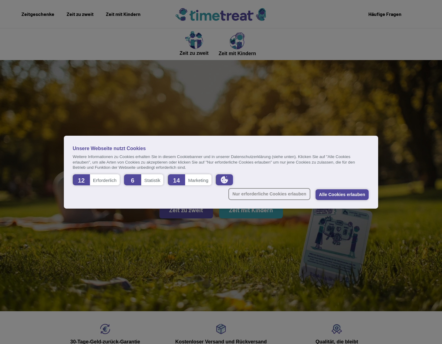 Aktuelle Website-Vorschau von TimeTreat