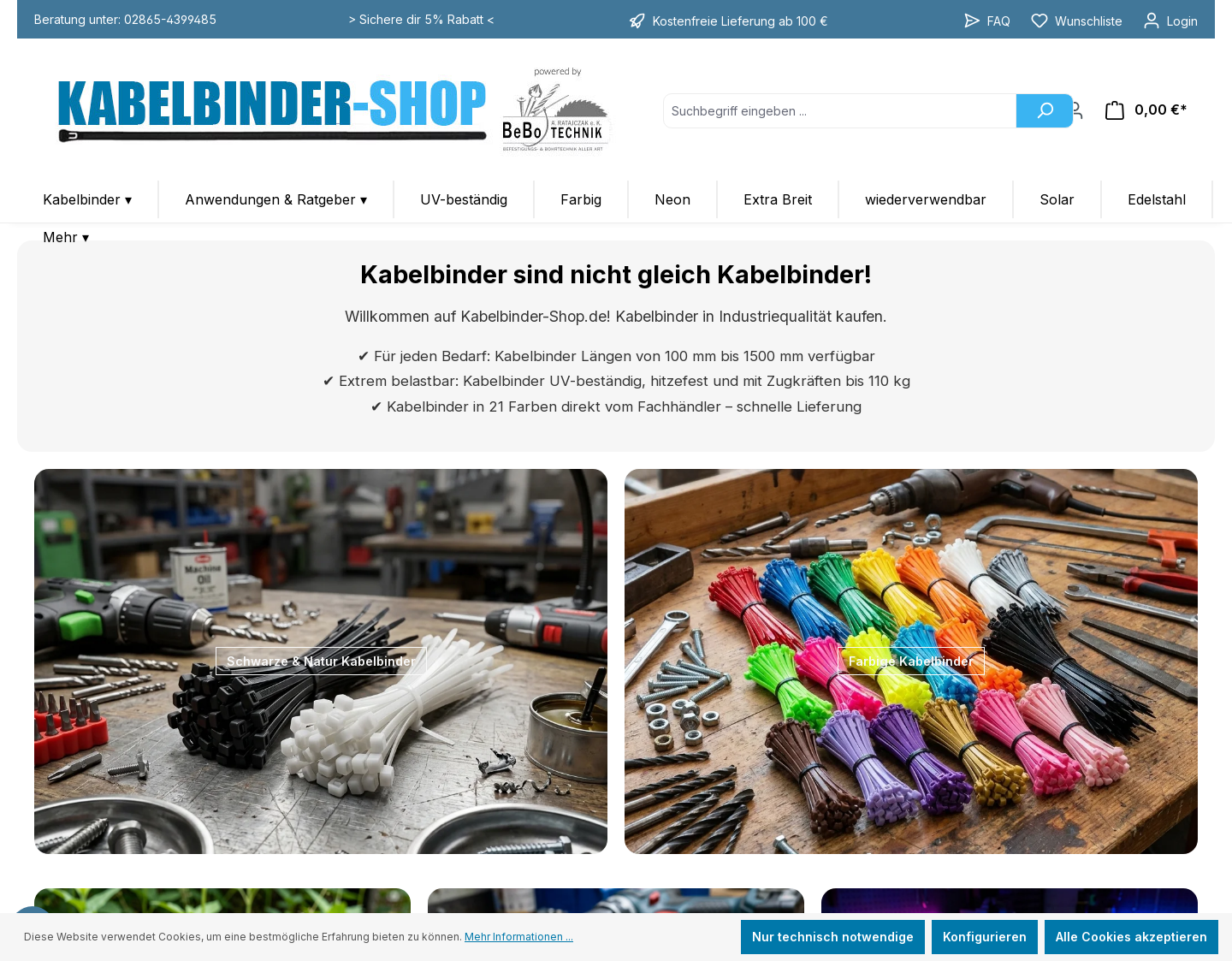 Aktuelle Website-Vorschau von Kabelbinder Shop