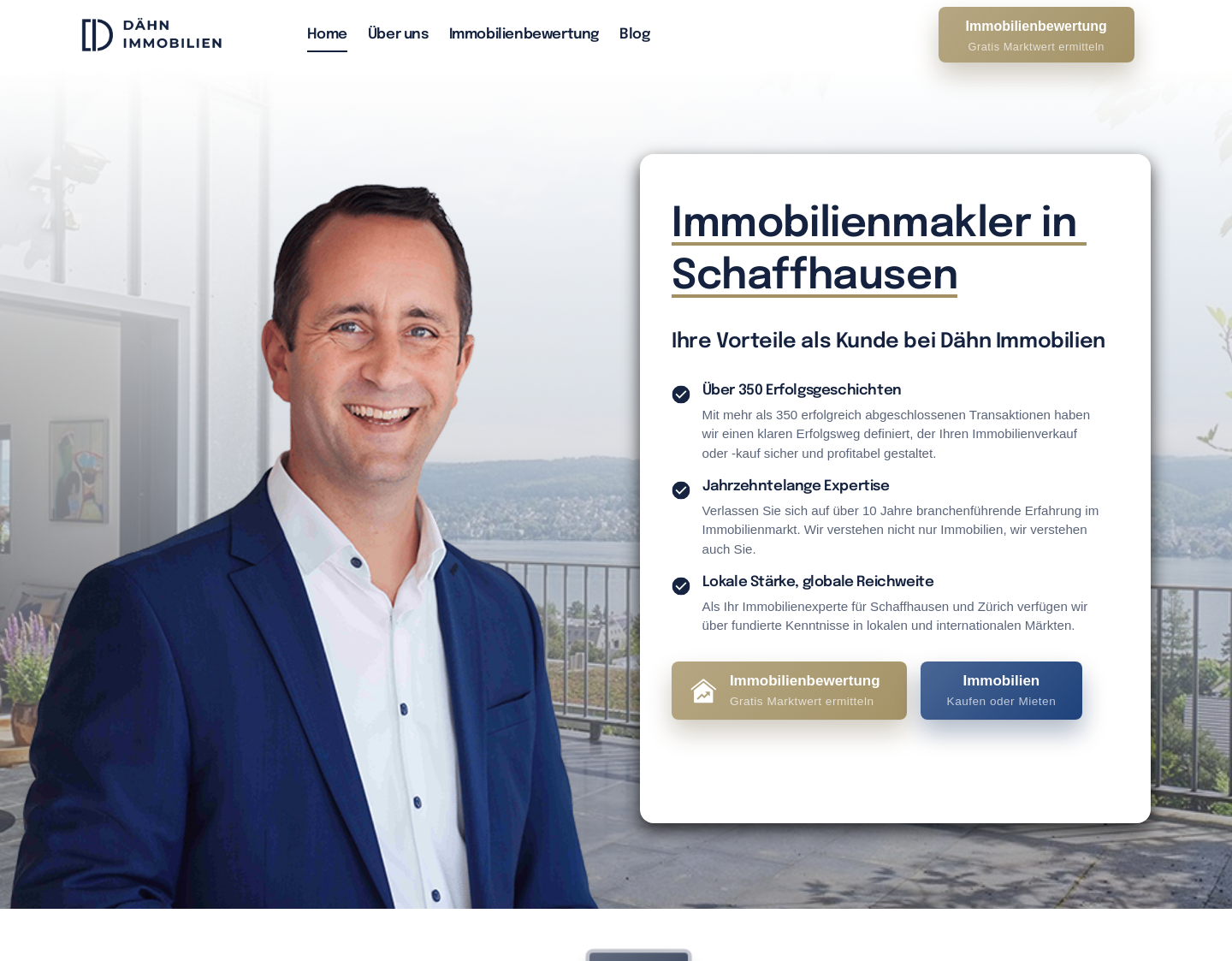 Aktuelle Website-Vorschau von Dähn Immobilien