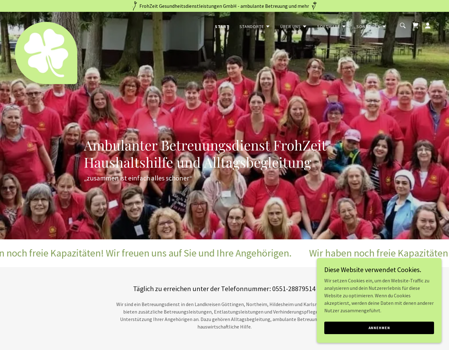 Aktuelle Website-Vorschau von Betreuungsdienst FrohZeit