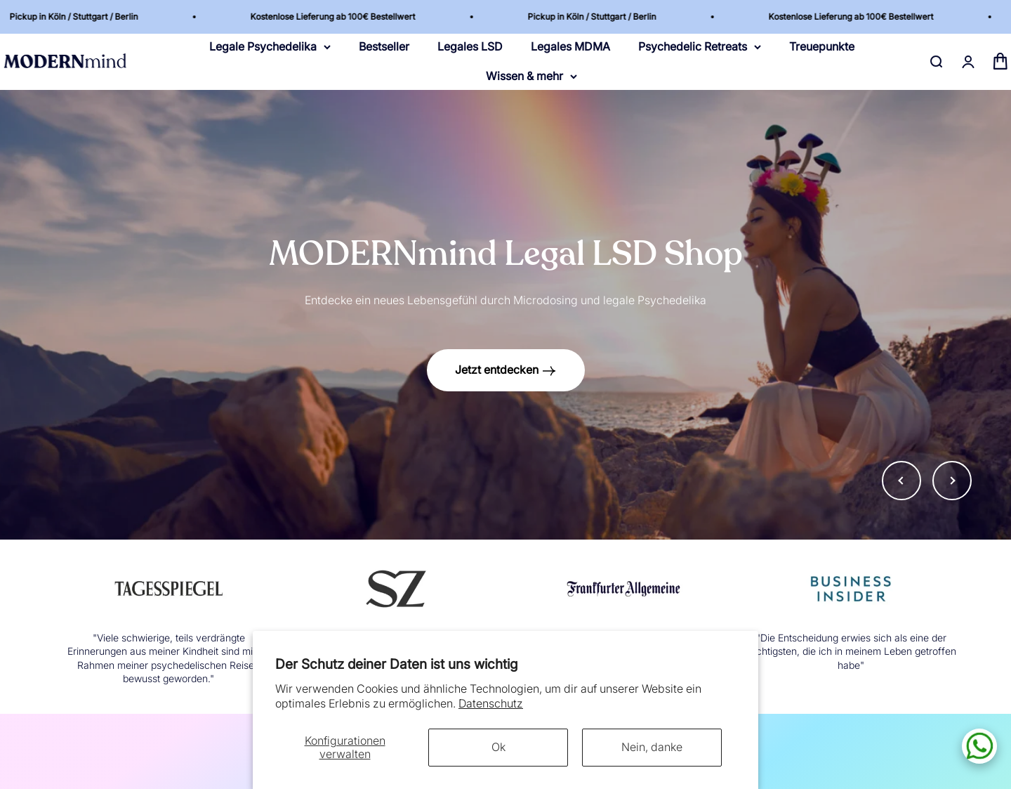 Aktuelle Website-Vorschau von MODERNmind – Legal. Bewusst. Transformativ.