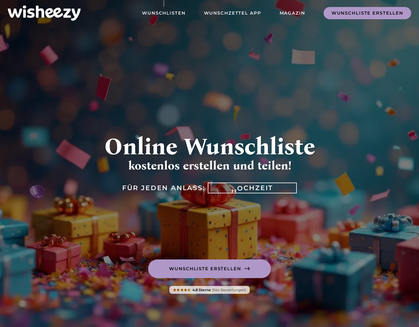 Aktuelle Website-Vorschau von Wunschlisten Plattform