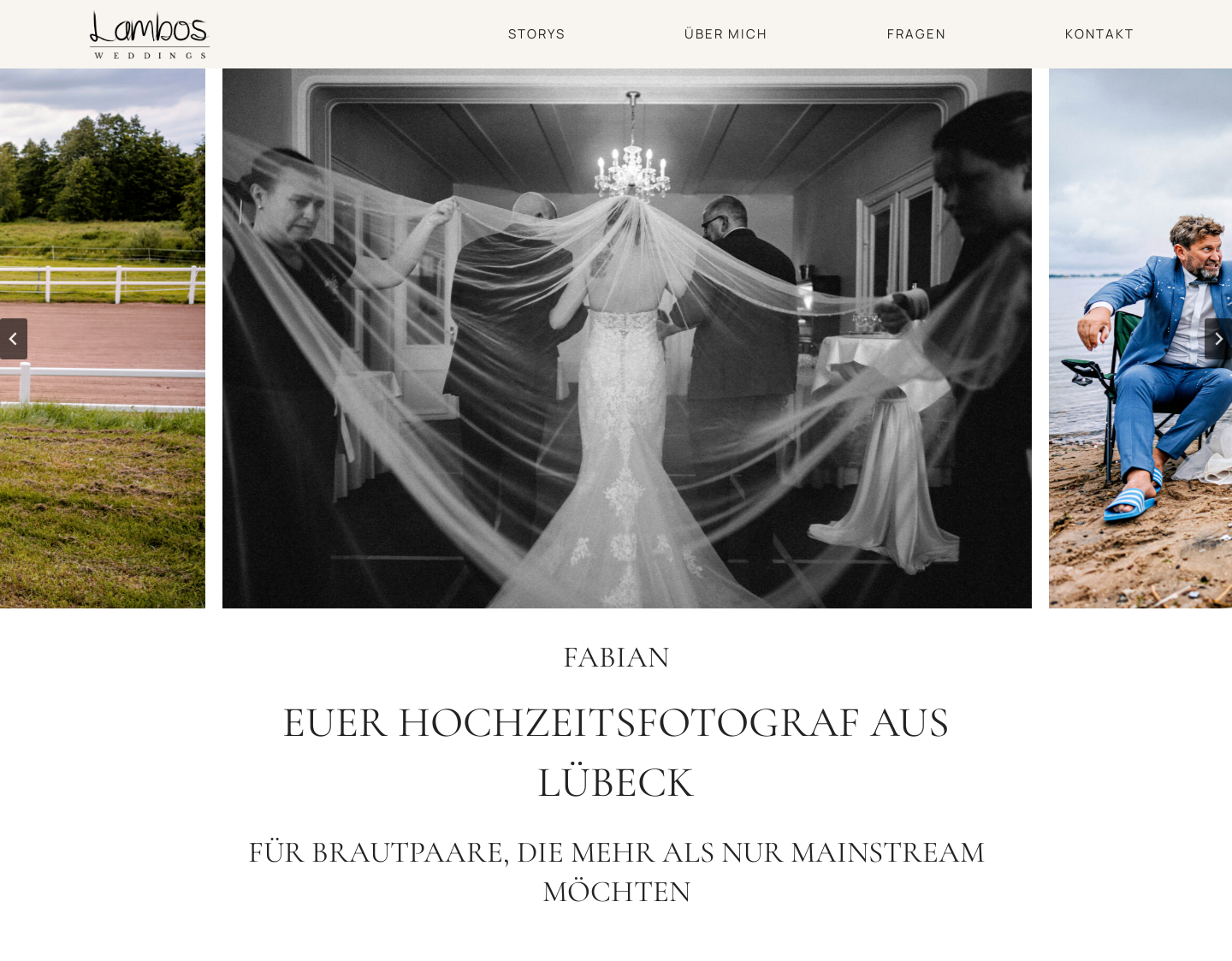 Aktuelle Website-Vorschau von Lambos Weddings - Hochzeitsfotografie