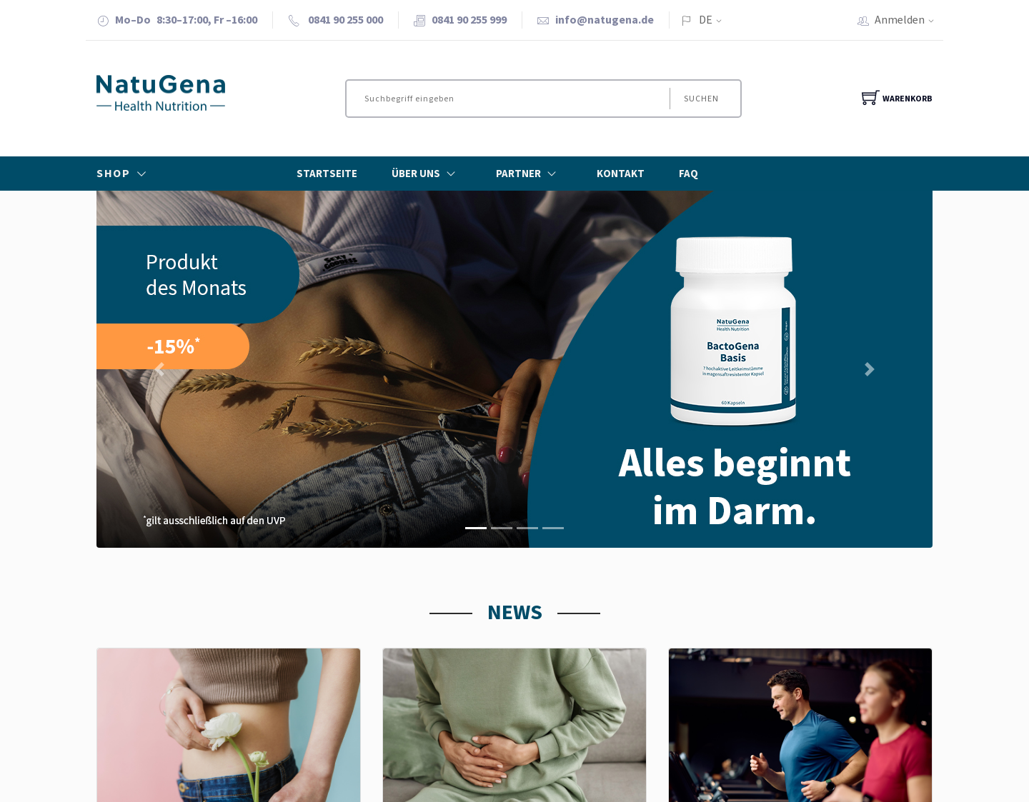 Aktuelle Website-Vorschau von NatuGena GmbH