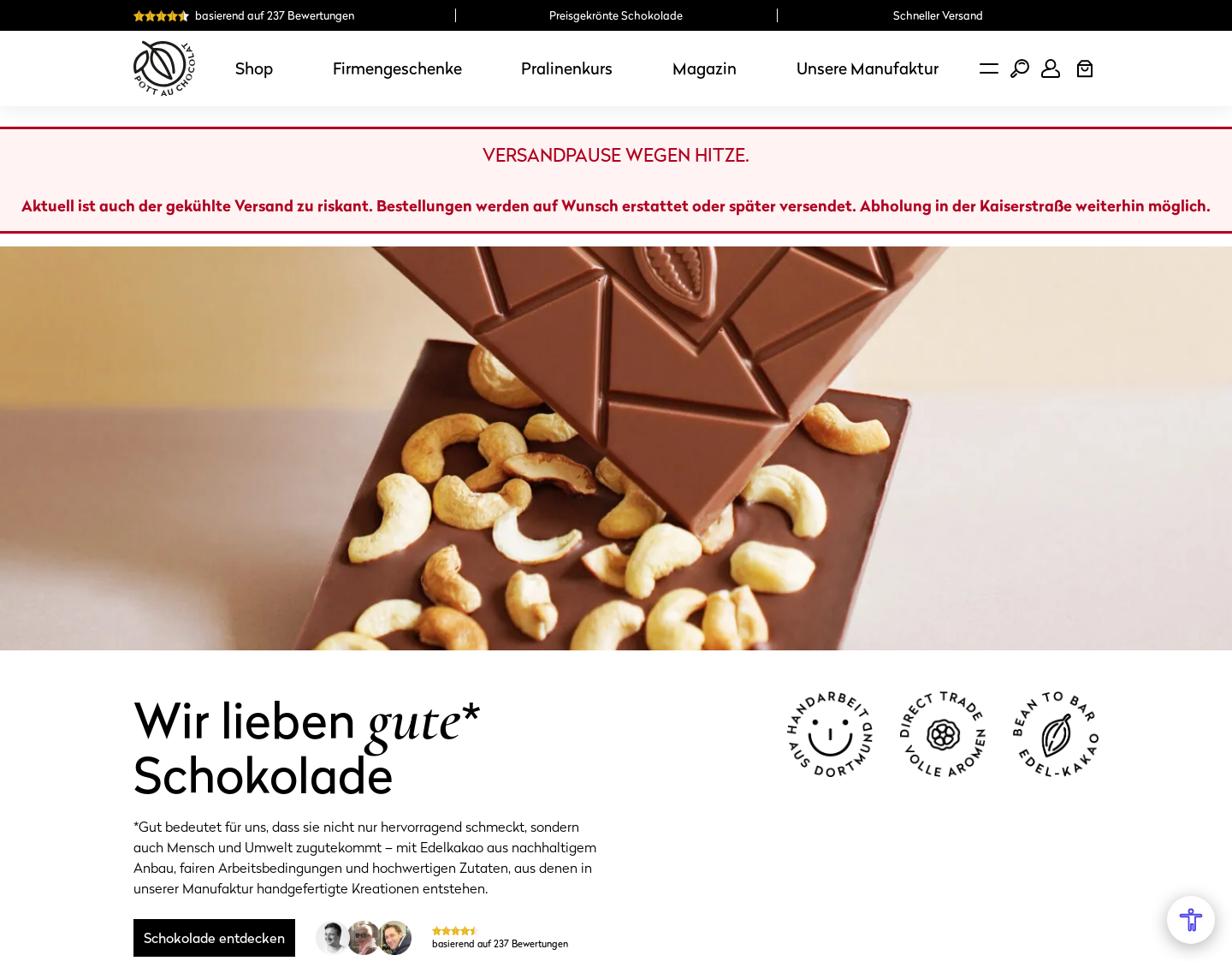 Aktuelle Website-Vorschau von POTT au CHOCOLAT GmbH