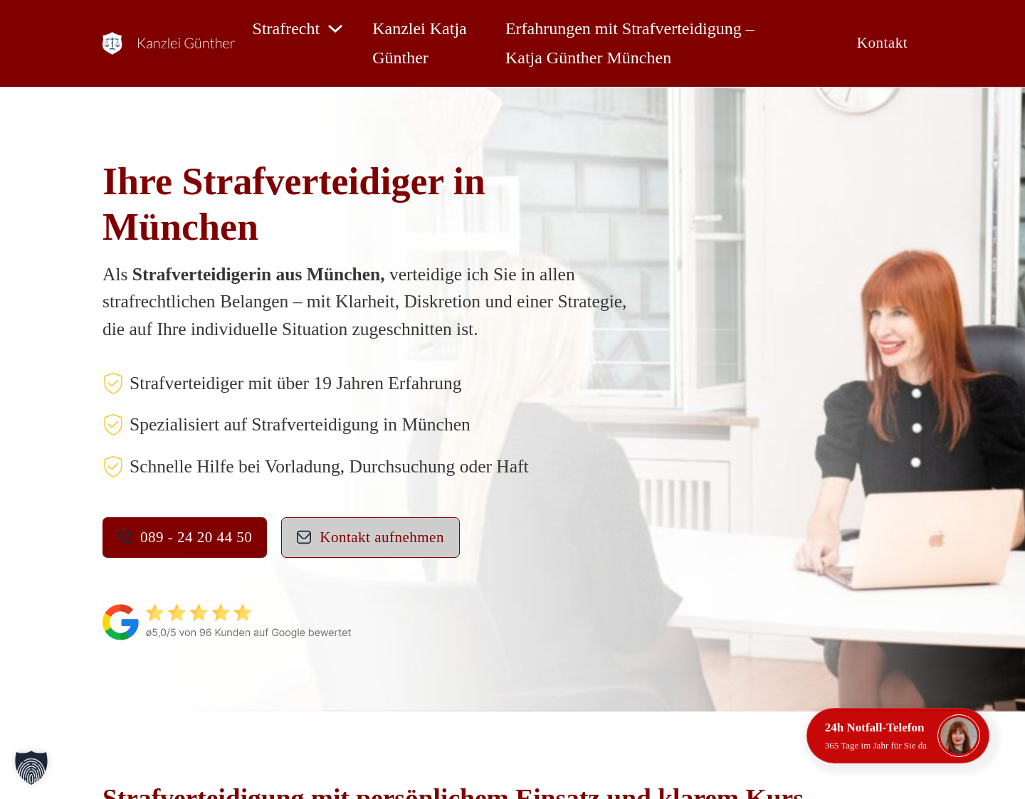 Aktuelle Website-Vorschau von Kanzlei Günther - Fachanwältin für Strafrecht