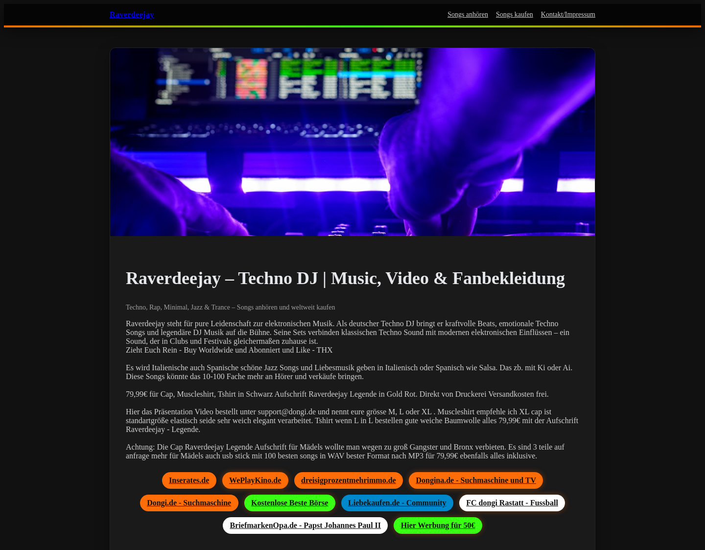 Aktuelle Website-Vorschau von Raverdeejay