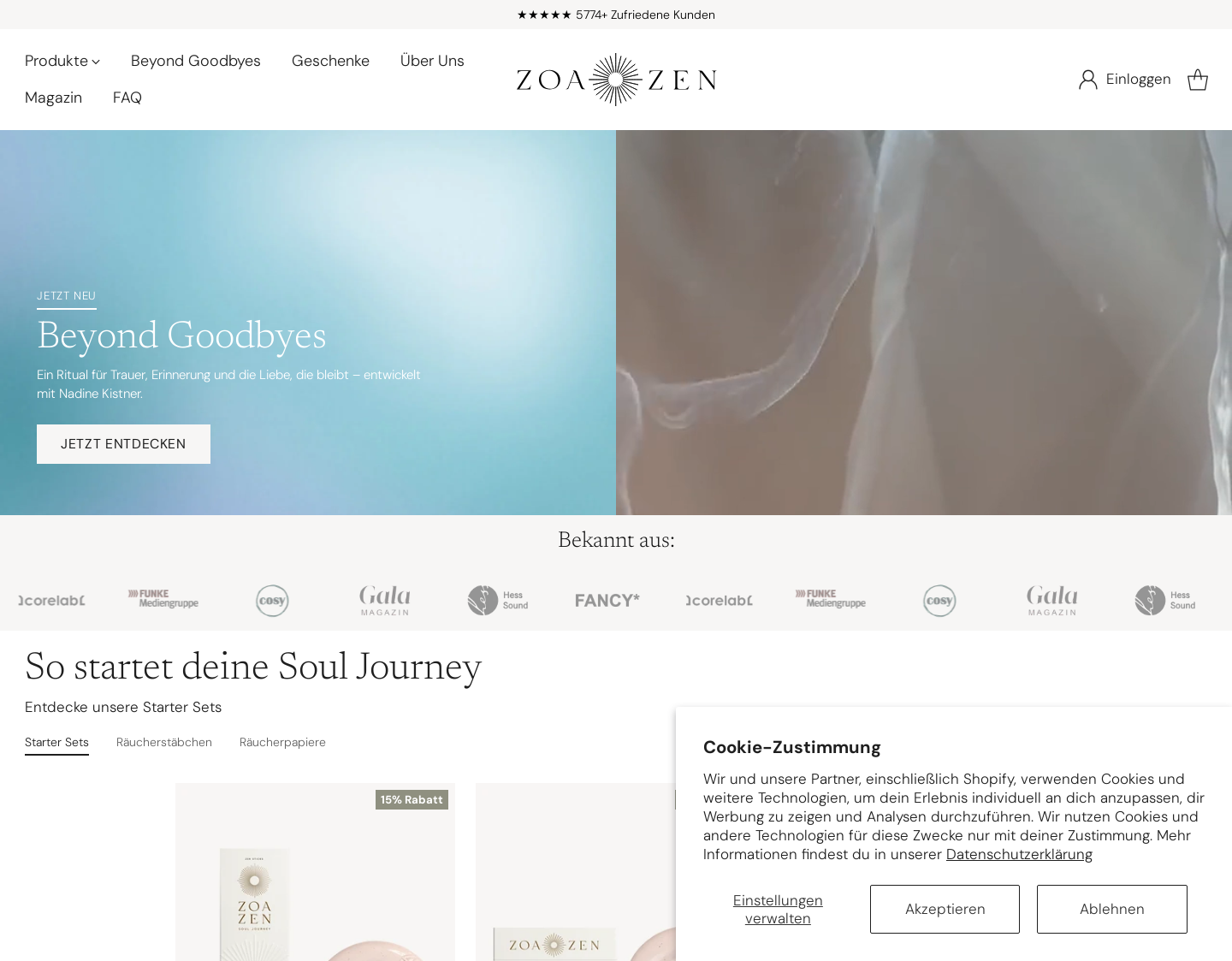 Aktuelle Website-Vorschau von ZoaZen – Soul Journey