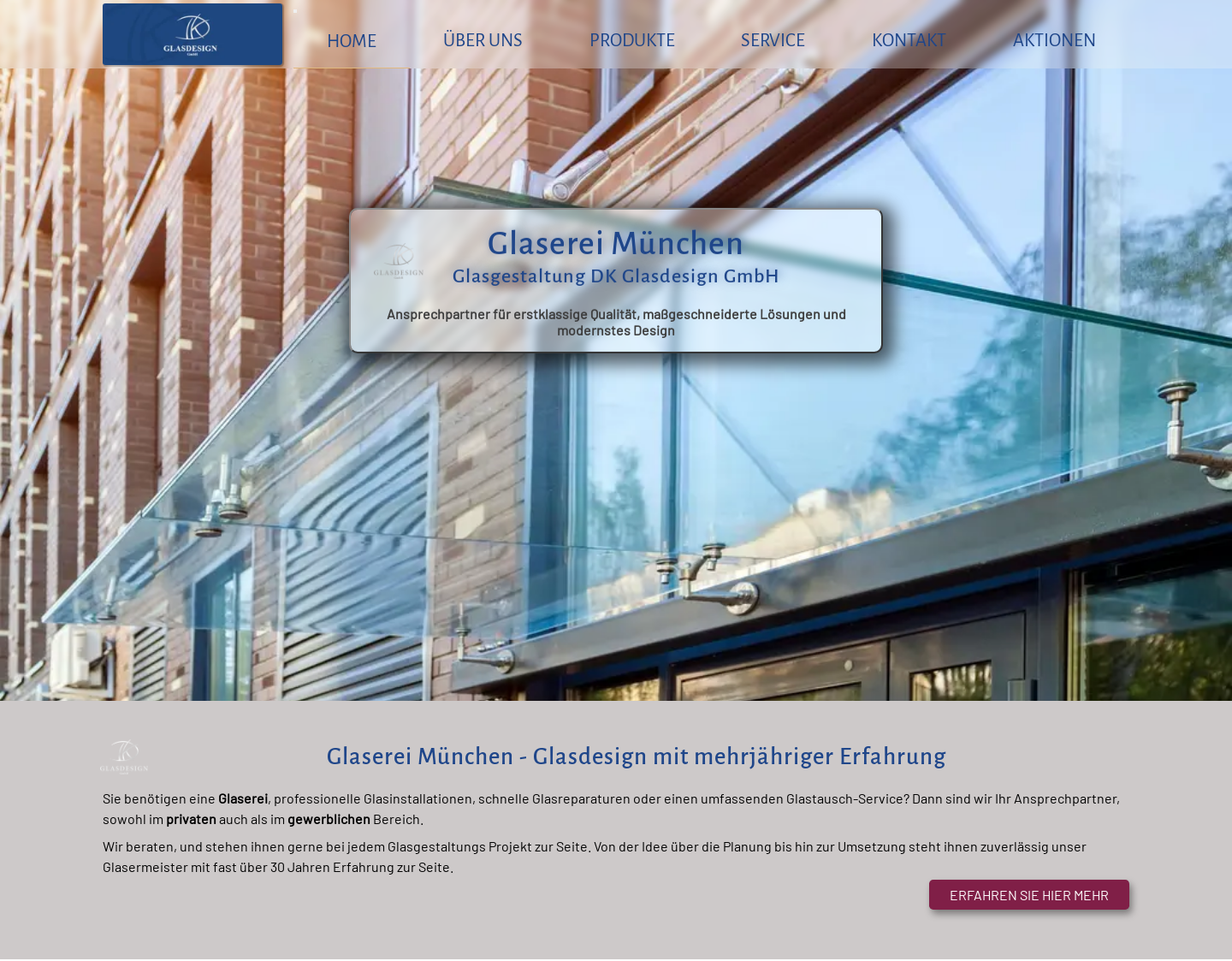 Aktuelle Website-Vorschau von DK Glasdesign Glaserei München Karlsfeld