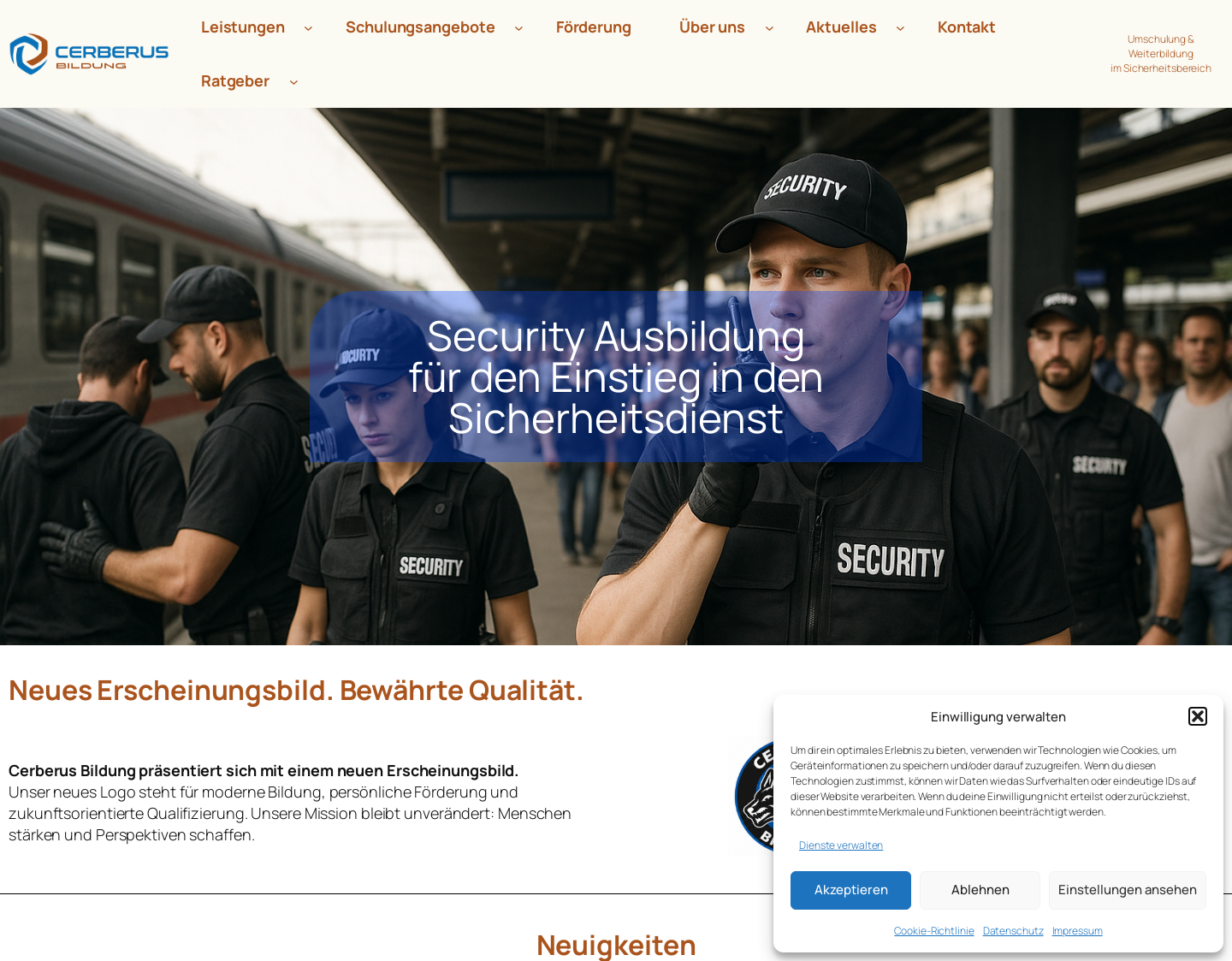 Aktuelle Website-Vorschau von Cerberus Bildung GmbH