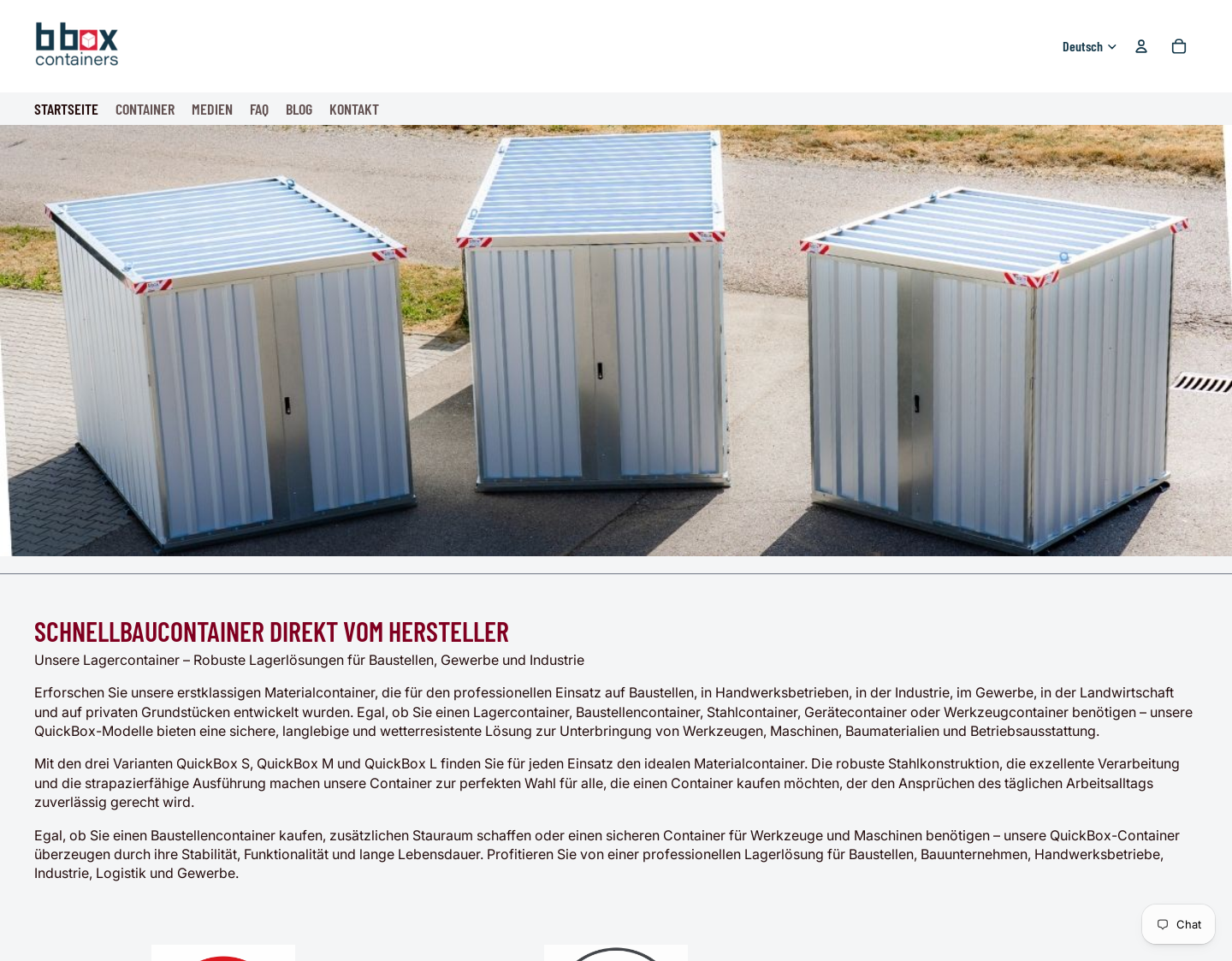 Aktuelle Website-Vorschau von b box containers GmbH