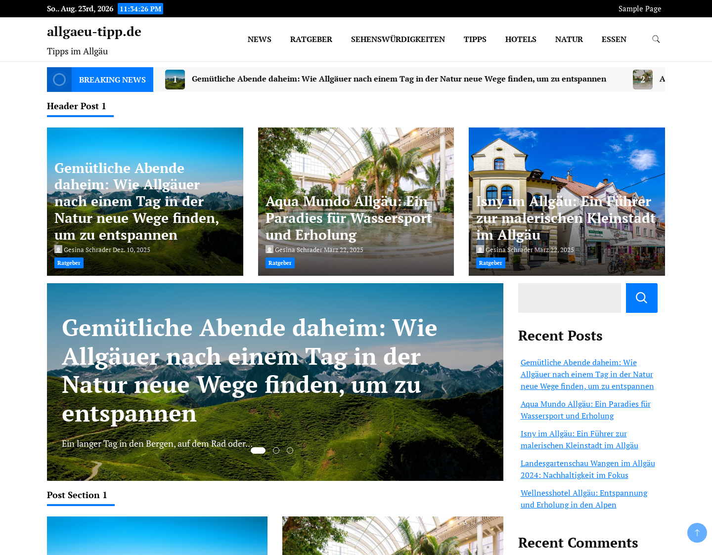 Aktuelle Website-Vorschau von Allgäu - Urlaub in den Bergen